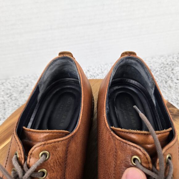 Cole Haan Mens 11.5M Grand Os Watson Brown Pebble Leather Cap Toe Derby Oxford main image 11